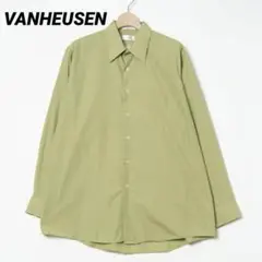 VANHEUSEN ヴァンヒューゼン ポプリン 長袖シャツ カーキ