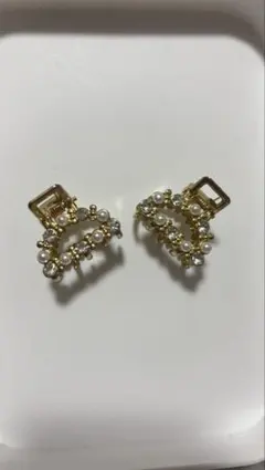 ゴールドパール装飾クリップヘアピン