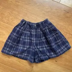 ネイビー系チェック ハーフパンツ　コーデュロイ