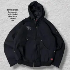 90s carhartt アクティブジャケット パーカー フェード ブラック 90s USA製 carharttカーハート キルティングライナー ダック地