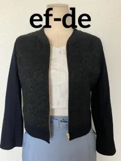 ef-de◇エフデ◇レース ノーカラーブルゾン◇ネイビー 7のサムネイル