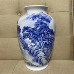 青白磁 景色画 花瓶