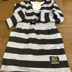 新品未使用！グレーと黒のストライプワンピース 120