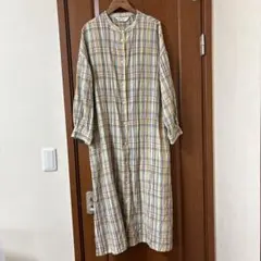 natural by clip チェック柄ロングシャツワンピース