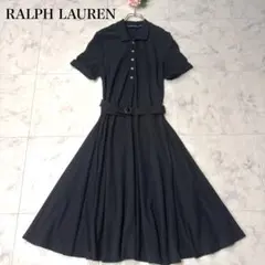ラルフローレン ポロシャツ フレアワンピース ベルト付♡ ホースロゴ 刺繍 M