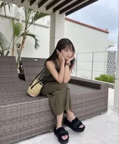 PINUE】フリルネックワンピース NAVY ネイビー - メルカリ