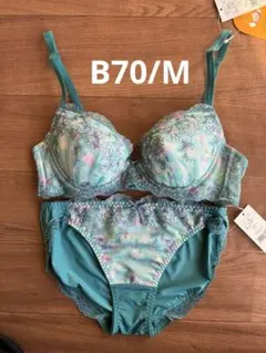 チュチュアンナ　永遠のブラ　グリーン　フラワー　ブラ&ショーツセット　B70/M