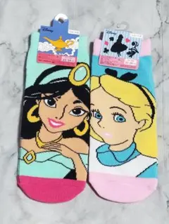 靴下　アラジン・ふしぎの国のアリス　2種セット　22〜24cm　ショート丈