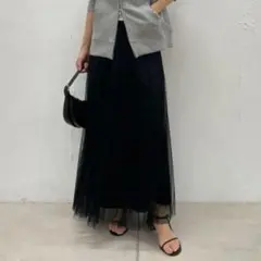 Whim Gazette チュールキリカエスカート ブラック ロングスカート
