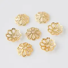【10個】14KGF 高品質 花座 透かし ゴールド ハンドメイド パーツ