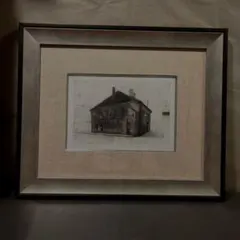フランスアンティーク 古い油絵 手描き グランド・ソッコの門 木製額