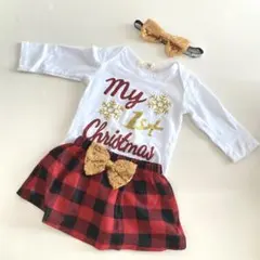 クリスマス　ベビー　♡ ロンパース スカート ヘアバンド　女の子　ガール　70