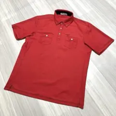 ★TOURSTAGE★ゴルフ　メンズ　半袖ポロシャツ　赤　L ボタンダウン