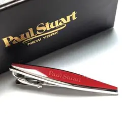 pst93 新品 ポールスチュアート ネクタイピン シルバー ロゴ レッド朱赤のサムネイル
