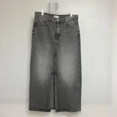 ZARA フロントスリット　タイトデニム　ロングスカート　ブラックデニム