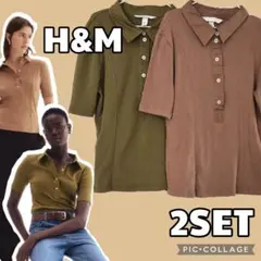 H&M エイチアンドエム 襟付きトップス 2枚セット 半袖 サイズS