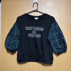 ふくらんだチェック柄の袖が可愛いMouth valley トレーナー Mサイズ