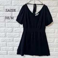 ザジ ZAZIE 半袖 チュニック パフスリーブ ウエストゴム 背中リボン Mのサムネイル