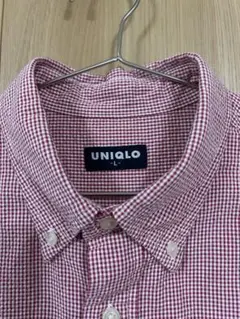 90s OLD UNIQLO 半袖 レッド ギンガムチェック L