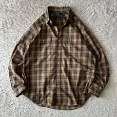 ラルフローレン 90s WHITFIELD check shirt LL 茶