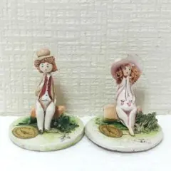 Pastel Ceramica イタリア製 陶器人形 置物 ペア フィギュリン