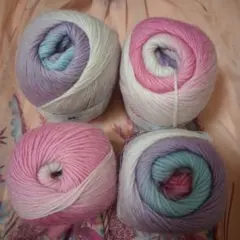 ウール100％毛糸レインボーヤーン4点