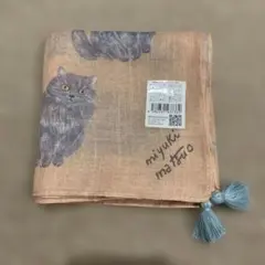 松尾ミユキ 猫柄 ハンカチ タッセル付き