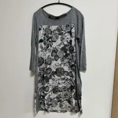 H.A.K 花柄切り替え 五分袖カットソー チュニックのサムネイル