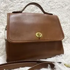 美品★COACH オールドコーチ　ショルダーバッグ　ターンロック　9870 茶