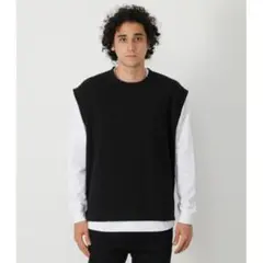 【AZUL by moussy】ベストセットロングTシャツ 黒 M