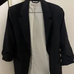 黒 テーラードジャケット ロールアップ袖
