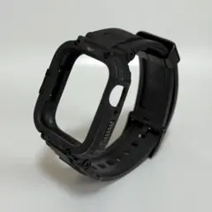 AMBAND Apple Watch ケース 45mm バンド一体型 耐衝撃 黒