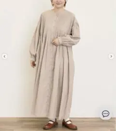 新品★今期完売★サマンサモスモス★綿麻ピンタックワンピース★ベージュ★Mサイズ