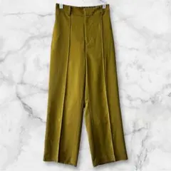 RAMIRAL/オリーブグリーン ワイドパンツ ゴムウエスト センタープレス38