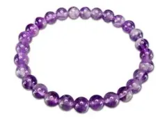 色合い良好天然石ファントム入りアメジスト濃い目約6.5mmブレスレット3