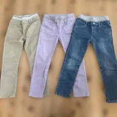 長ズボン3点セット（ベージュ・薄紫・デニム）