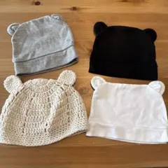 ベビー帽子4点セット 耳付きデザイン