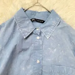 ZARA　 ピグメントシャツ 　ライトブルー　ビッグシルエット　ゆったりのサムネイル