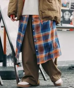 ニコアンド　be with M misayoWAY チェックスカート　ネイビー