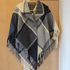 チェック柄ポンチョ ストール