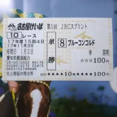 ブルーコンコルド JBCスプリント現地的中単勝馬券