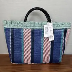 新品✴︎SENSE OF PLACE スクエアかごバッグ ストライプ　夏バッグのサムネイル