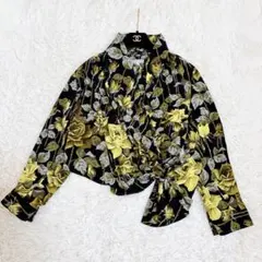 希少☆トクコプルミエヴォル カシュクールブラウス ボタニカル柄 花柄 ベルト付きのサムネイル