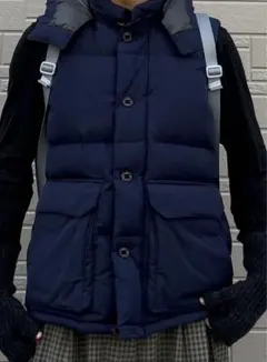 ネイビー ダウンベスト 取り外しフード付き