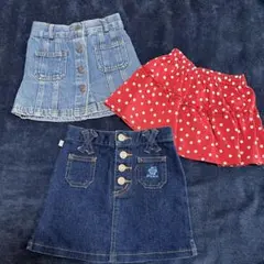 ミニスカート　デニム　フリル　90cm 3点セット　まとめ売り　ベビー　女の子