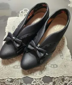 アクシーズファムリボン付きブーティLサイズ(24～24.5cm)黒