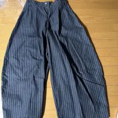 PushPush ストライプワイドパンツ　バギーデニム　L ストリートシック PushPush ストライプワイドパンツ バギーデニム L ストリートシック