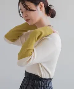 配色リブニット