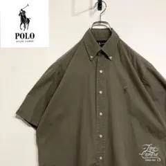 超人気❗️ラルフローレン　ワンポイントロゴシャツ　L90s刺繍古着希少レア半袖BD