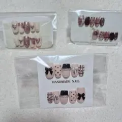 【Mサイズ】ネイルチップ お試し3セット スクエアオフ